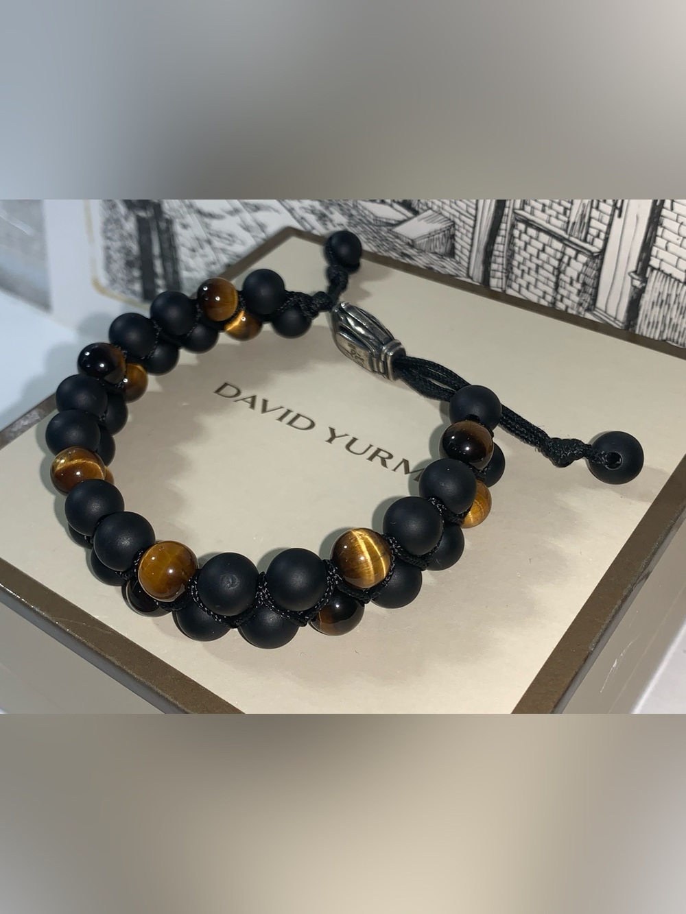 David Yurman Spiritual Beads Two-Row Woven Bracelet w/ Black Onyx & Tiger's Eye - Picture 13 of 16